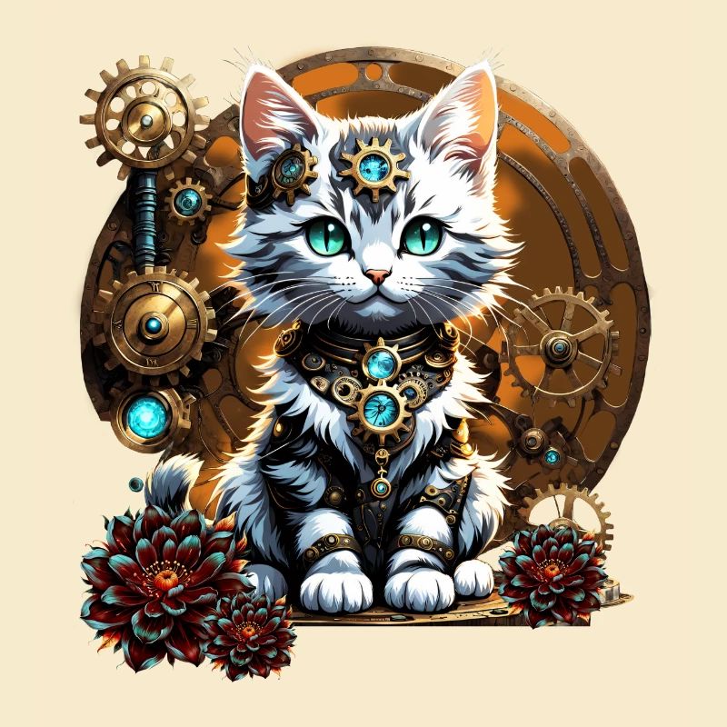 Un mignon petit chaton de style steampunk