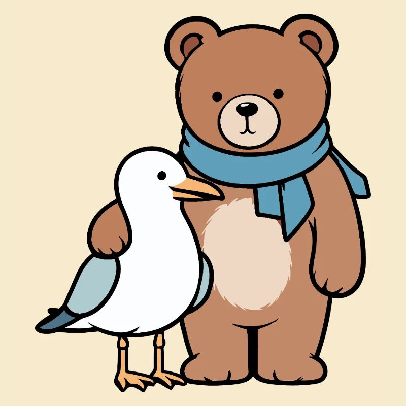 Conception mignonne d’ours et d’oiseau