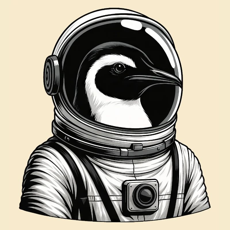 Fier pingouin astronaute héros de la galaxie de l’espace