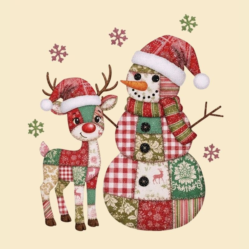 Patchwork Schneemann und Rentier