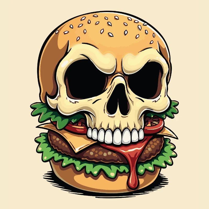 Skull Burger Popart