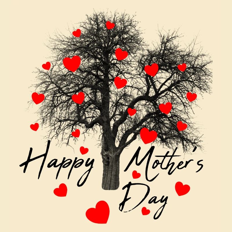 Rote Herzen Baum Happy Mother's day Muttertag