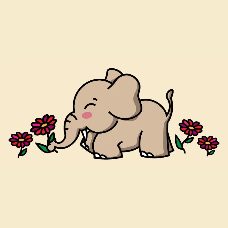 Bébé éléphant cadeau avec fleurs / fleur d’éléphant