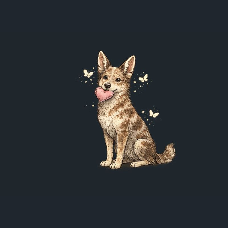 Chien amical avec de l’éclat papillon