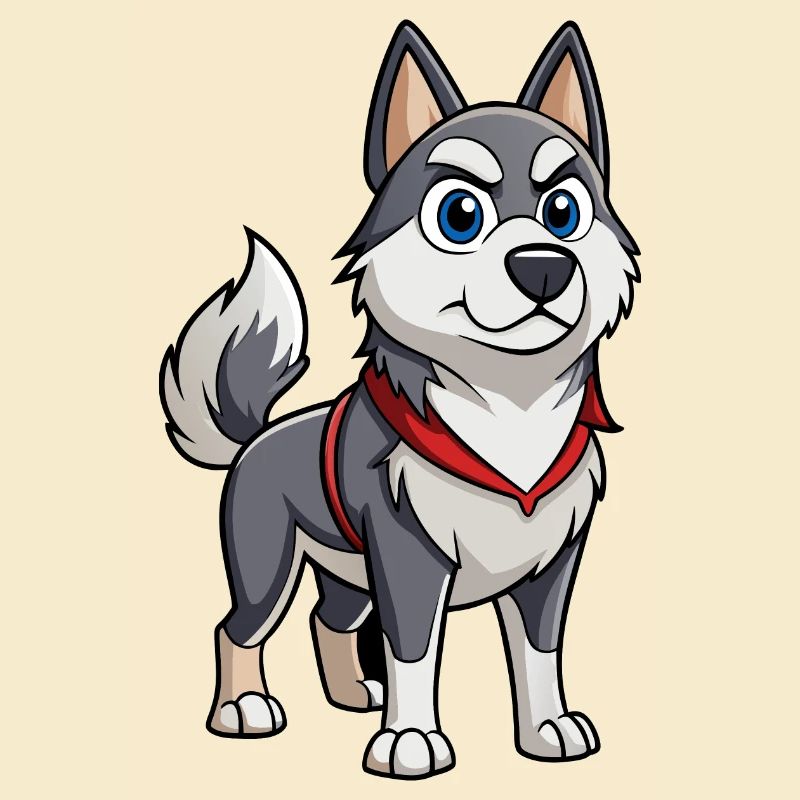 A Norwegian Elkhound with a determined expression