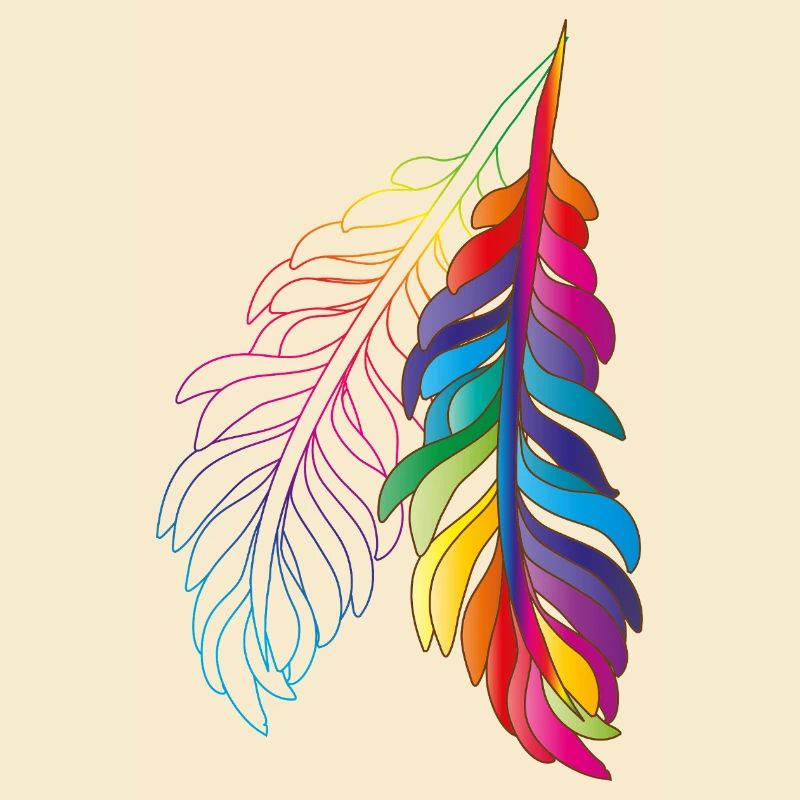 Rainbow feathers – colourful boho design