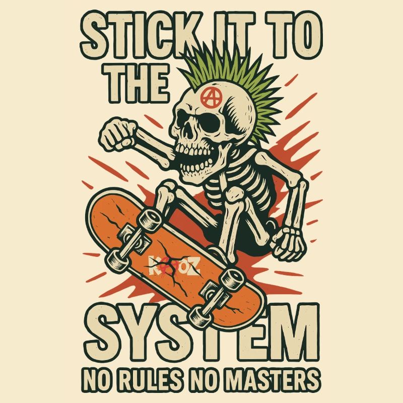Skeleton Skateboard Against the System