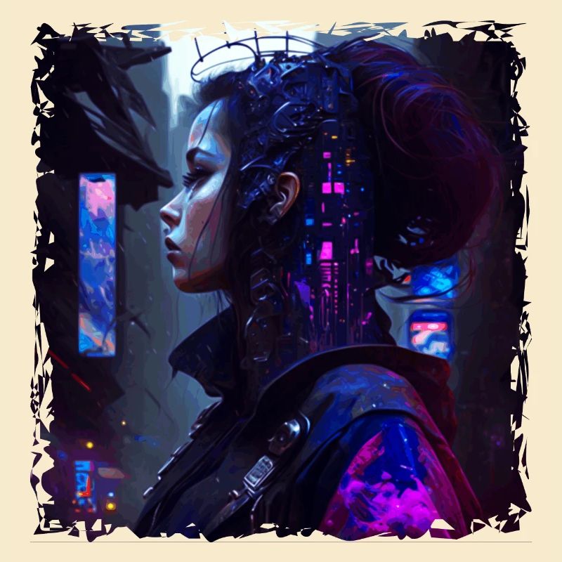 Sci-Fi Cyber Soldier Connected to Network