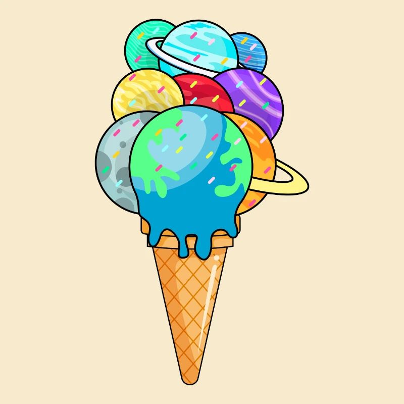 Planètes du système solaire en cornet de crème glacée cornet de crème glacée