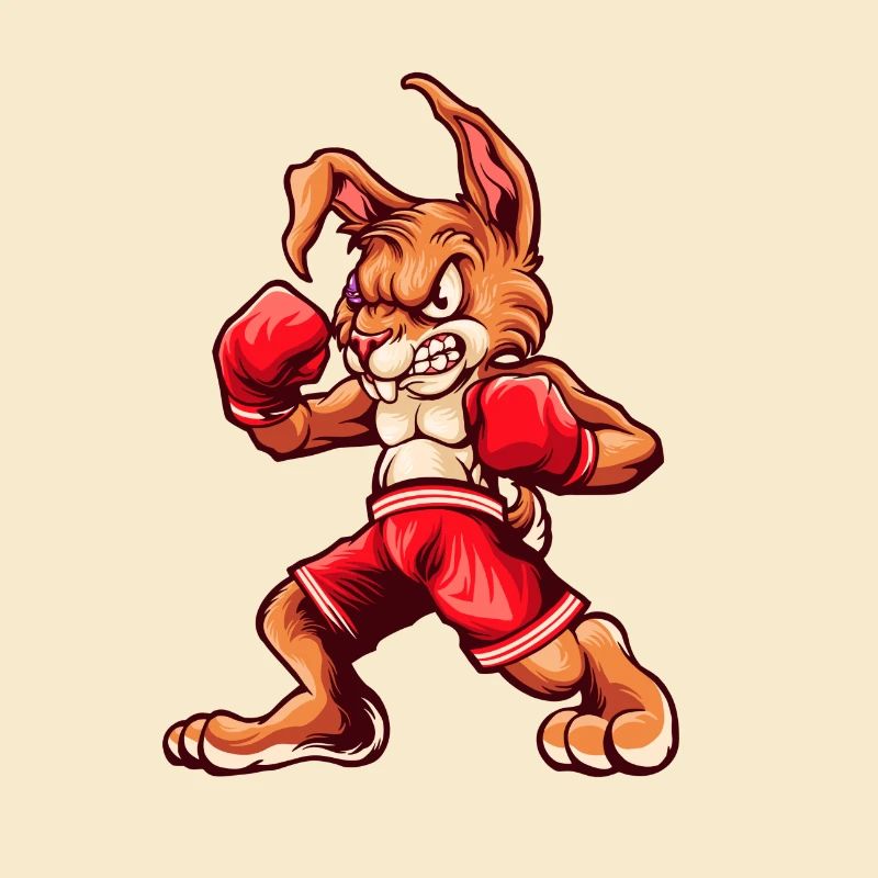 Strong rabbit with boxing gloves boxer animals