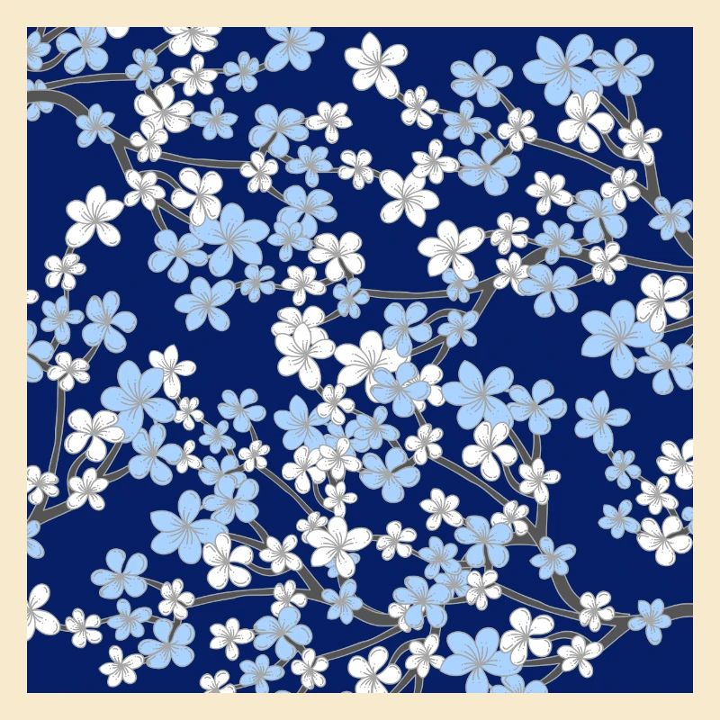 Blue Cherry Blossom Pattern - Sakura