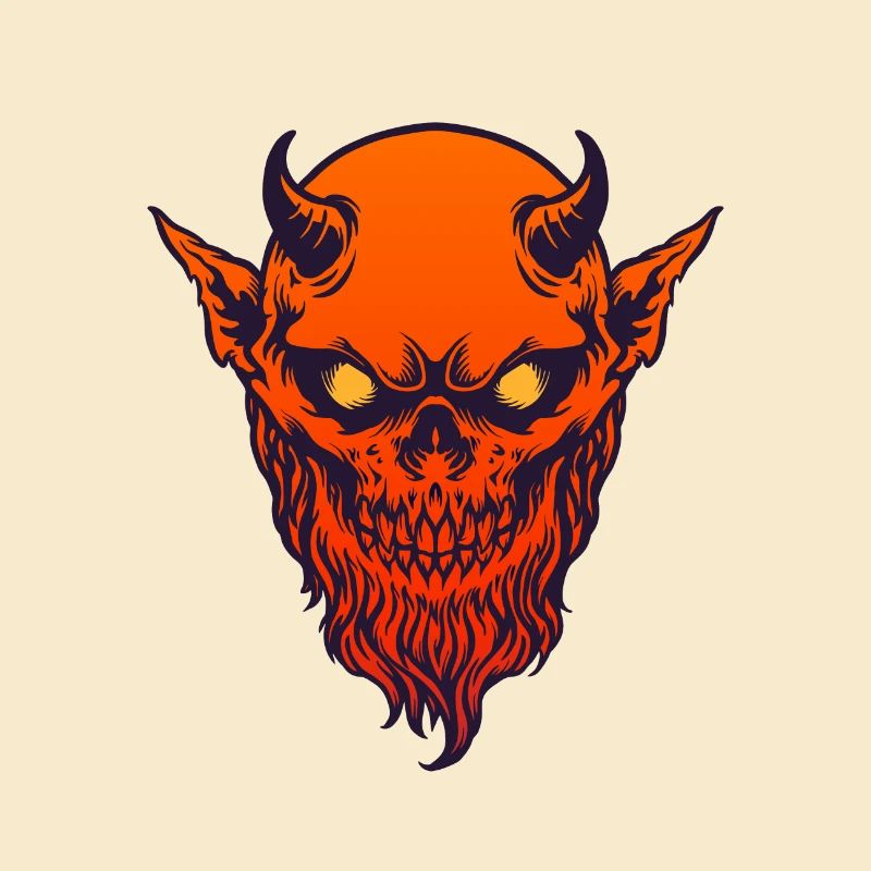 Devil Demon Rot mit Horn und Bart