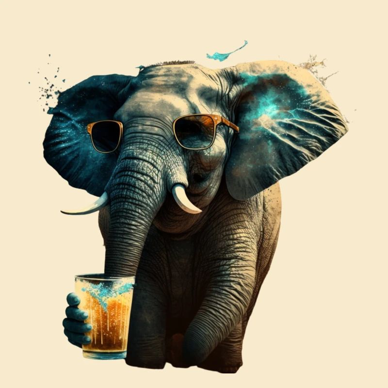 Cooler Elefant mit Bier und Sonnenbrille