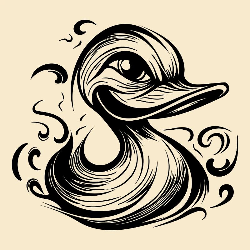 Funny grinning duck with huge beak