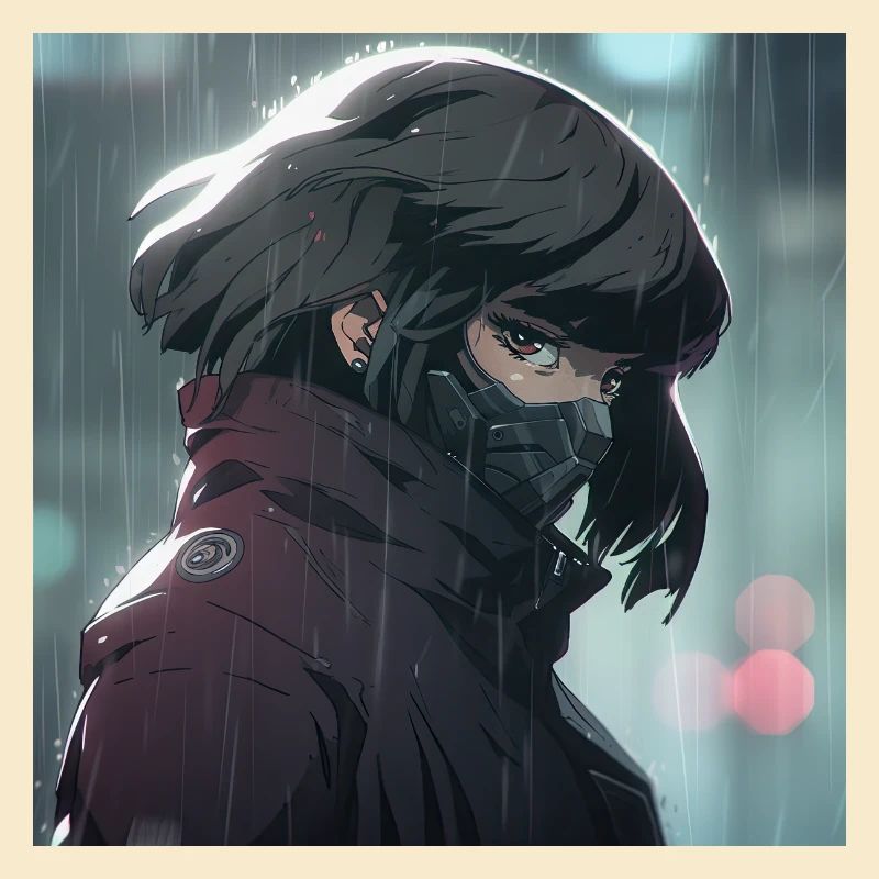 Kybernetische Rätsel: Schönes Anime-Mädchen mit einem