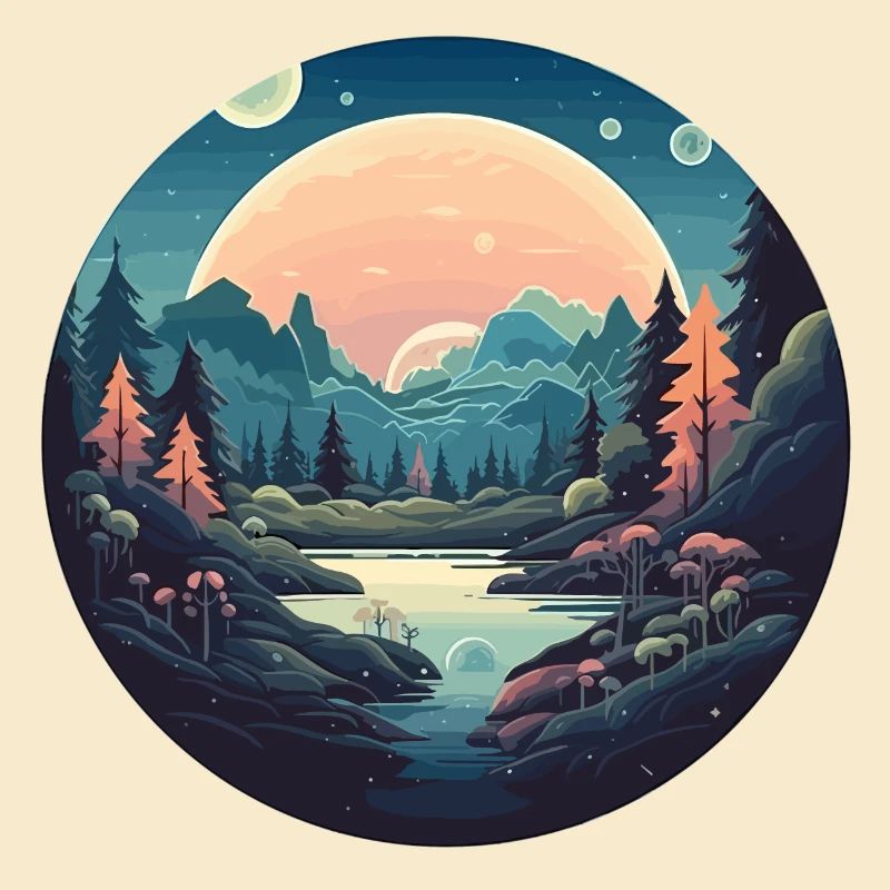 Surreal forest landscape