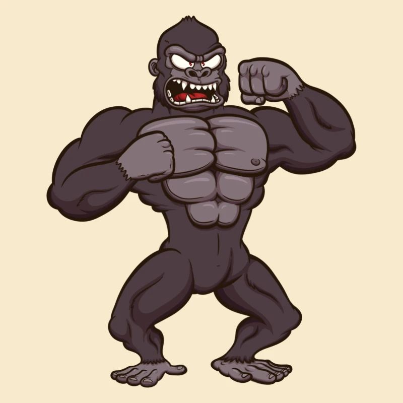 Angry Gorilla Beating His Chest
