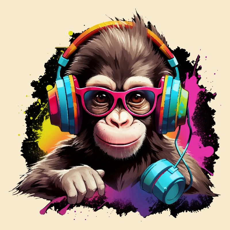 Baby Affe mit Headset Monkey Witzig
