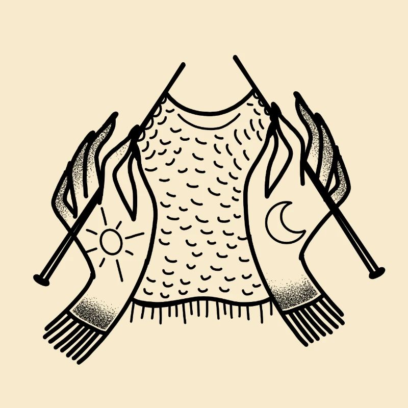 Witchcore tattoo Boho Knitting Hands