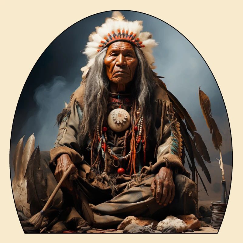 Chef indien avec coiffe de plumes