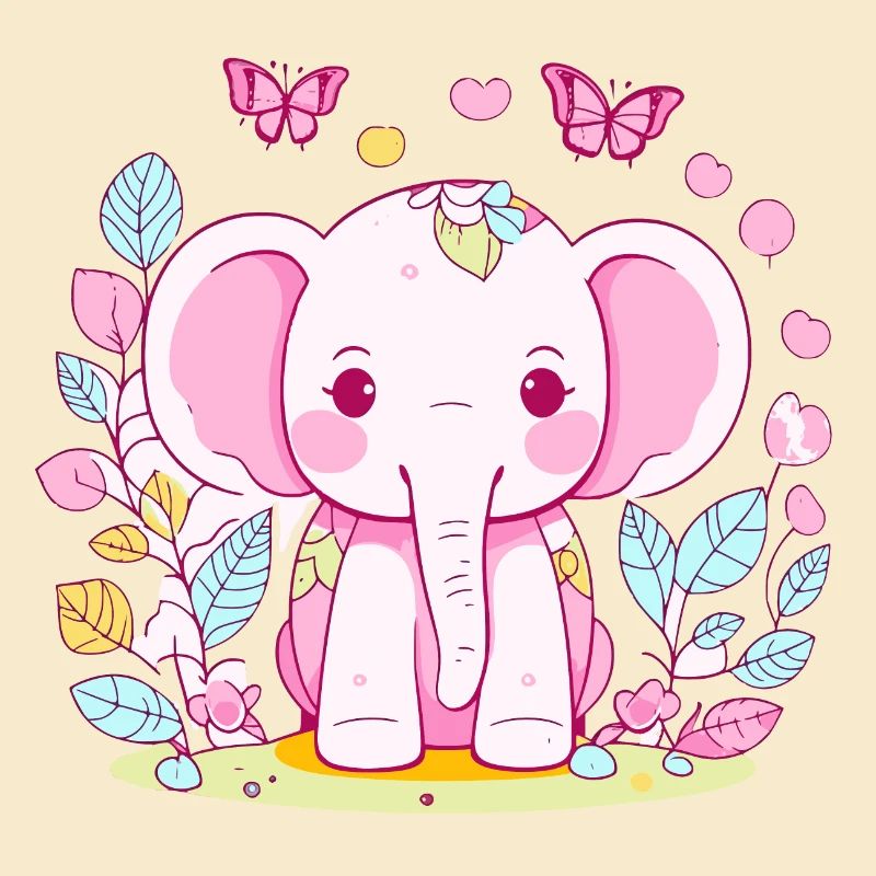 Mignon bébé éléphant en rose