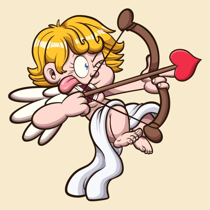 Chérubin de la Saint-Valentin visant avec un arc et une flèche