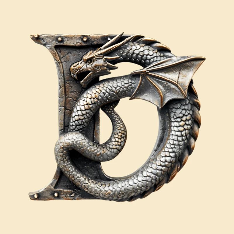 Lettre « D » en forme de dragon.