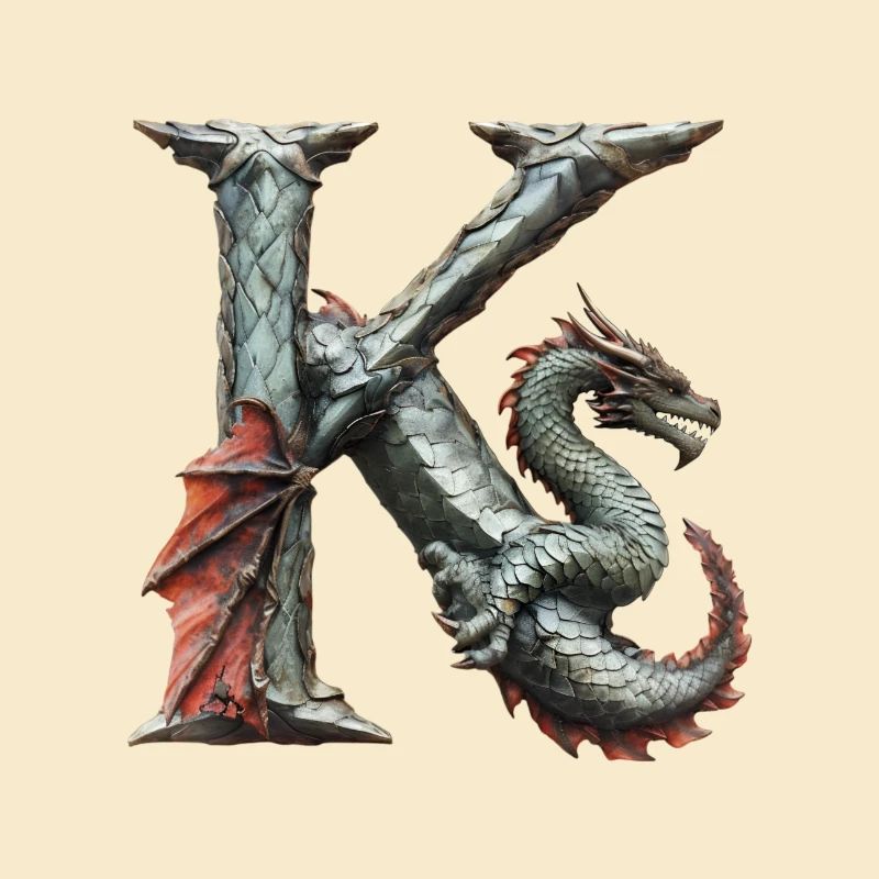 Buchstabe "K" im Drachendesign.