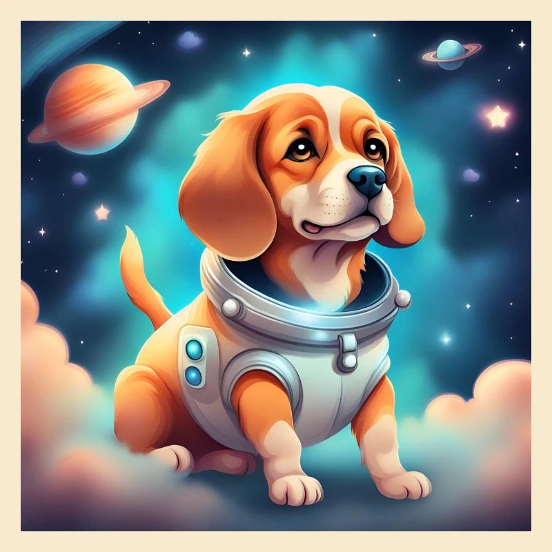 Chien mignon dans l’espace