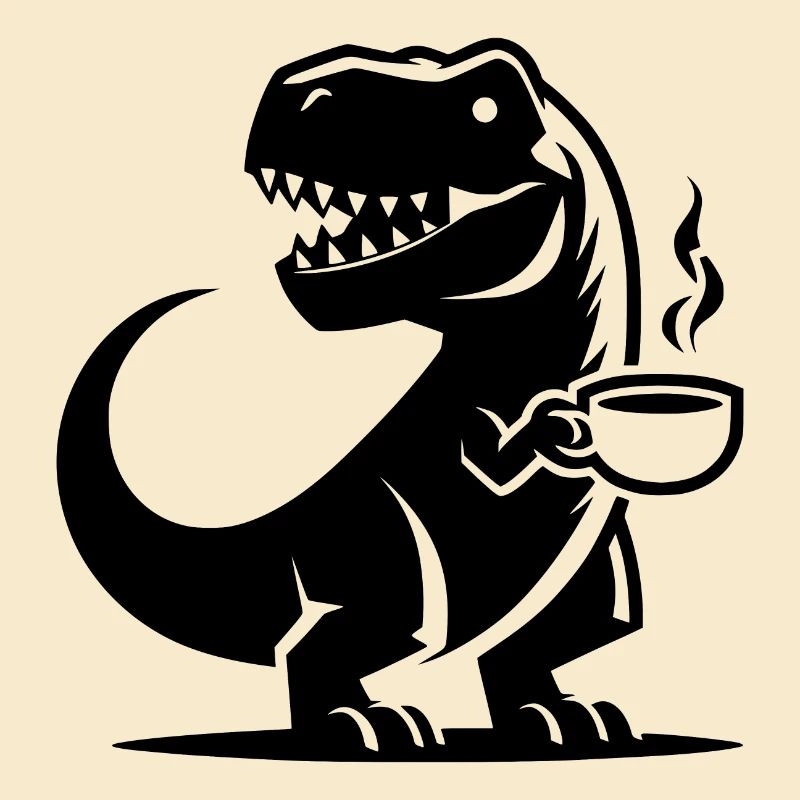 Caffeine Dinosaur T-Rex with Coffee Cup