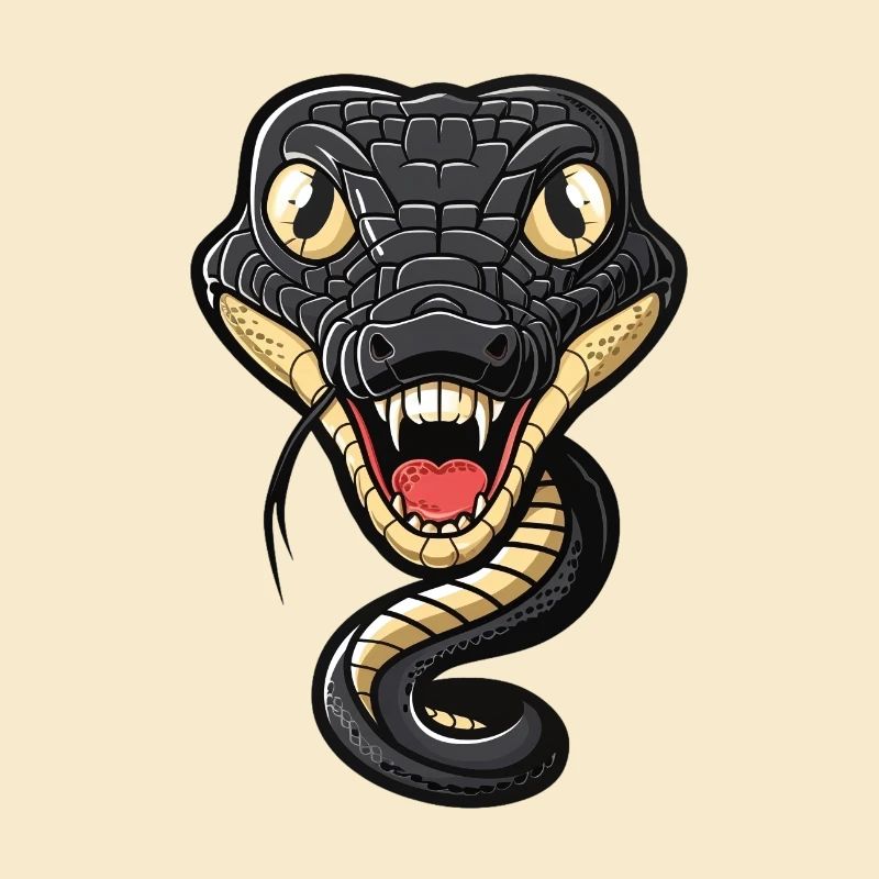 Serpent élégant avec gueule ouverte