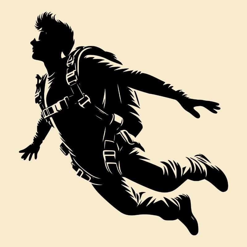 Parachutist man doing a parachute jump