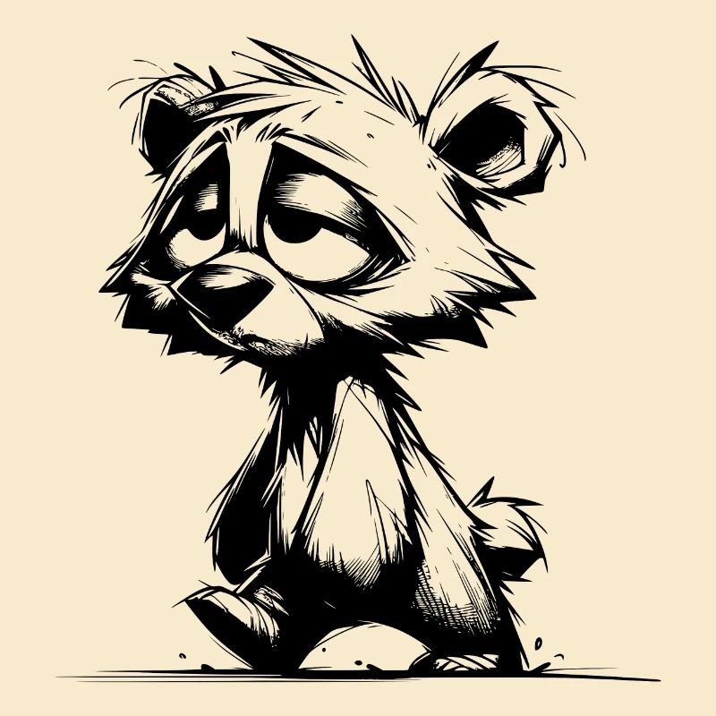 Fuzzy sleeping tired bear sketch