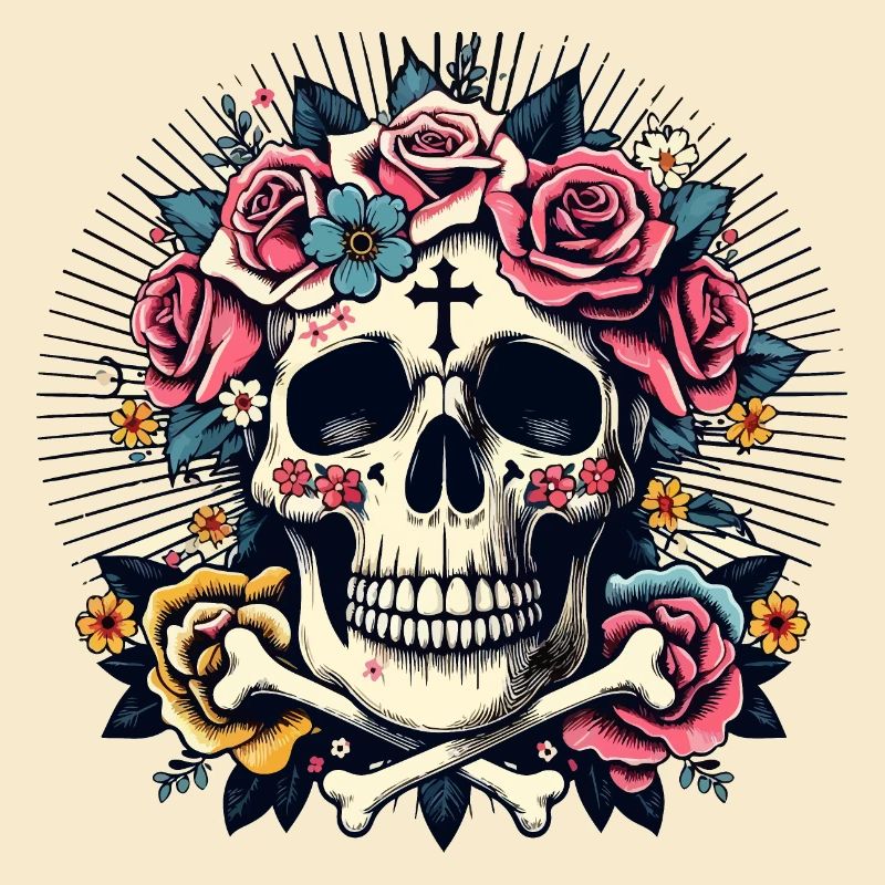 Crâne avec des fleurs