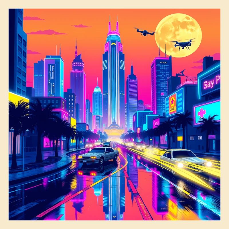Retro Wave Cityscape: A Nostalgic Journey Through