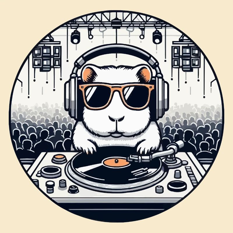 DJ Guinea Pig at a techno 🐹🎧🔥 party