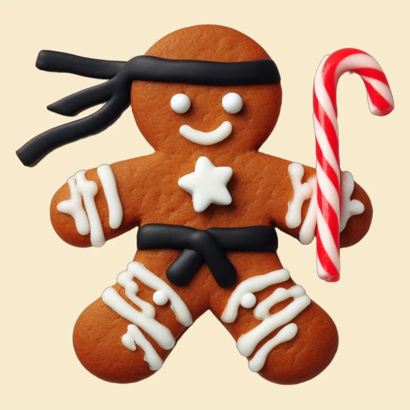 Funny Ninja Gingerbread Man Cookie Candy Cane