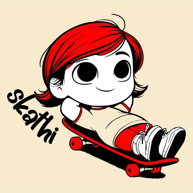 Kathi relaxed auf einem Skateboard.