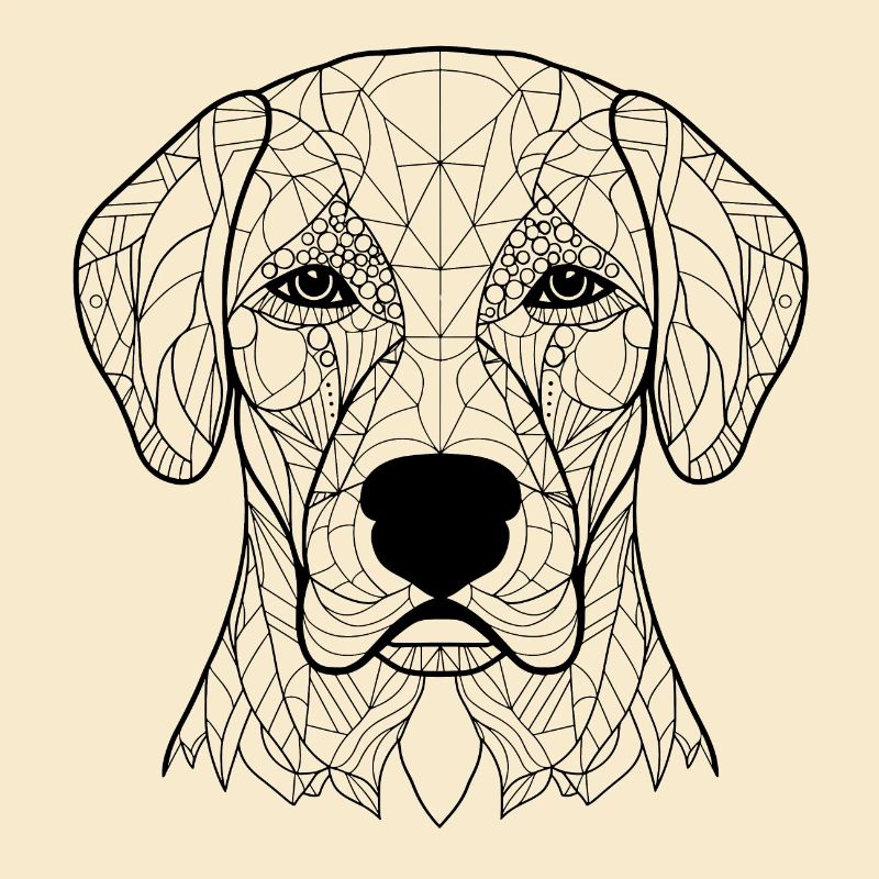 Essence de Labrador Retriever : dessin au trait complexe