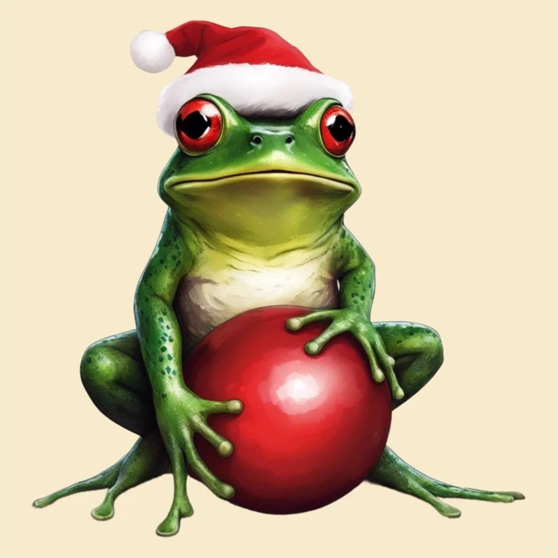 Frosch mit Weihnachtskugel 1