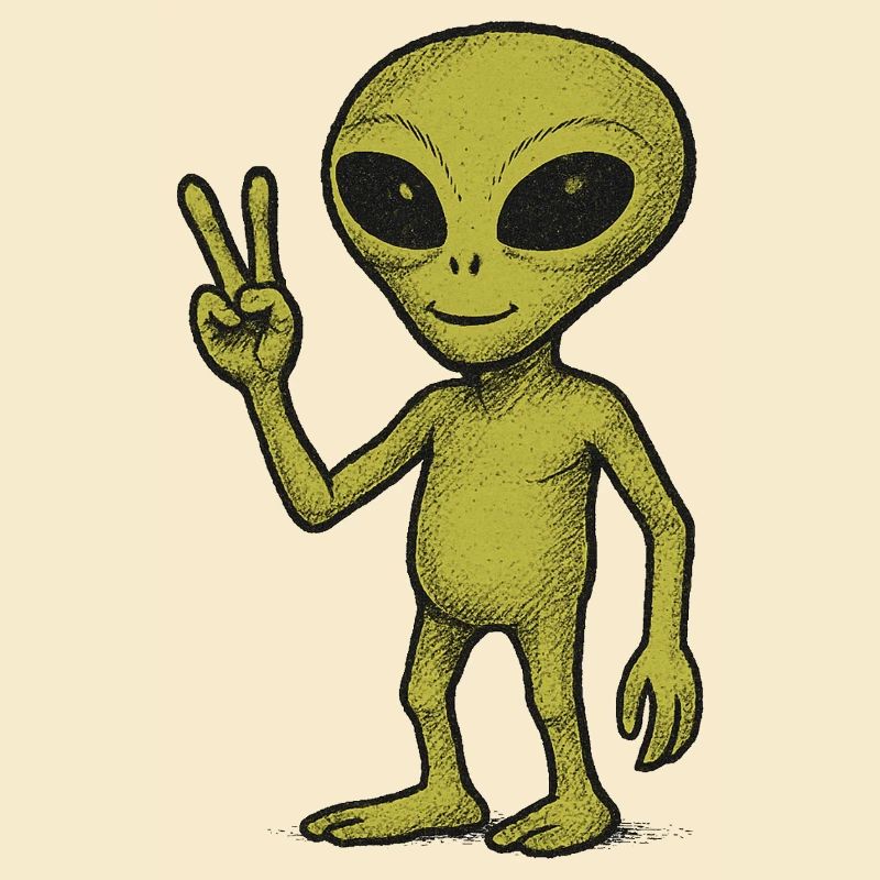 Friedliche Alien Friedenszeichen Illustration