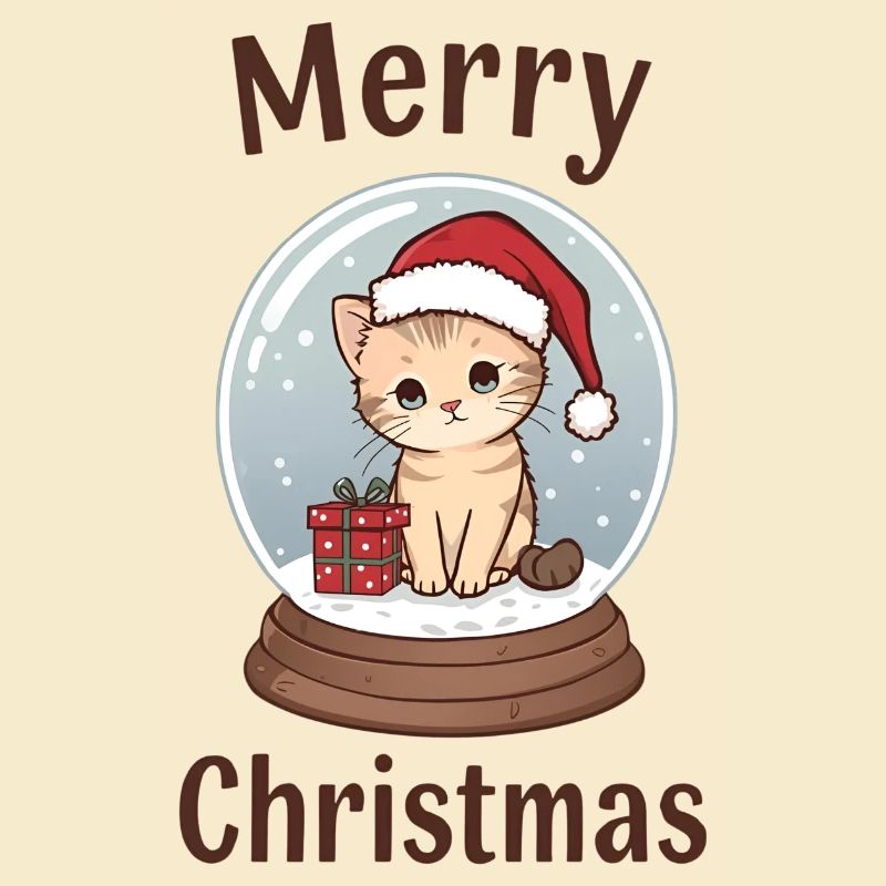 Boule à neige chat mignon – Joyeux Noël