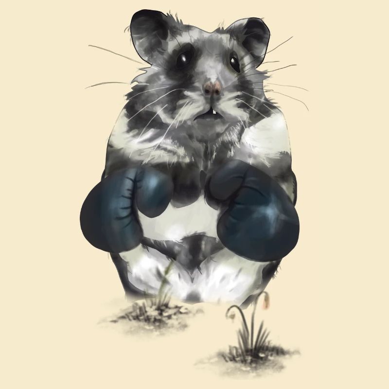 Hamster combatif sur le ring de boxe