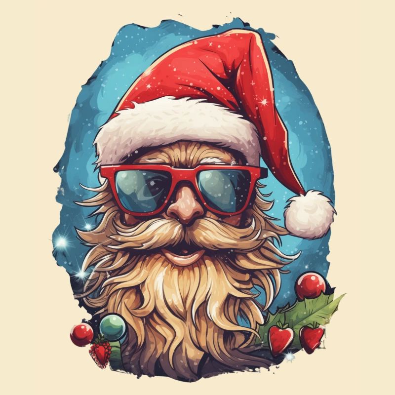 Comic-Kopf des Weihnachtsmanns mit Brille