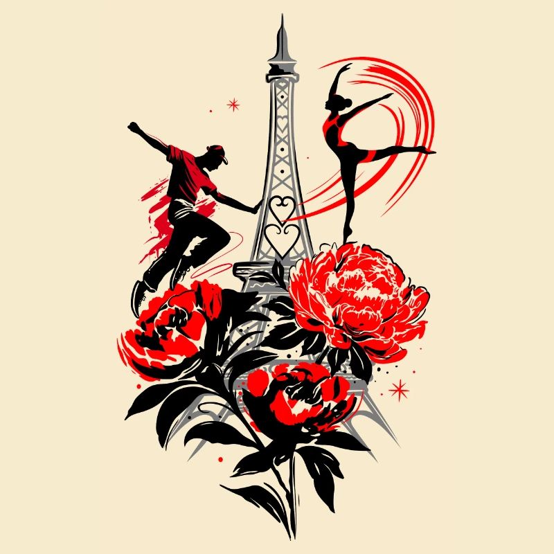 Danseuse Paris Silhouette, Rouge Noir Abstrait