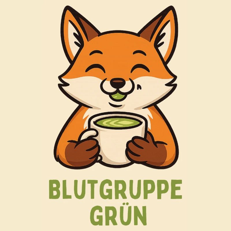 Cheerful fox with green drink