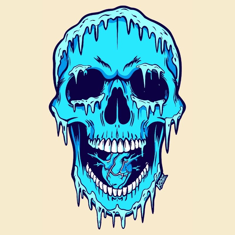 Melting Blue Skull