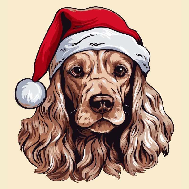 Tête de Noël de chien Cocker Spaniel