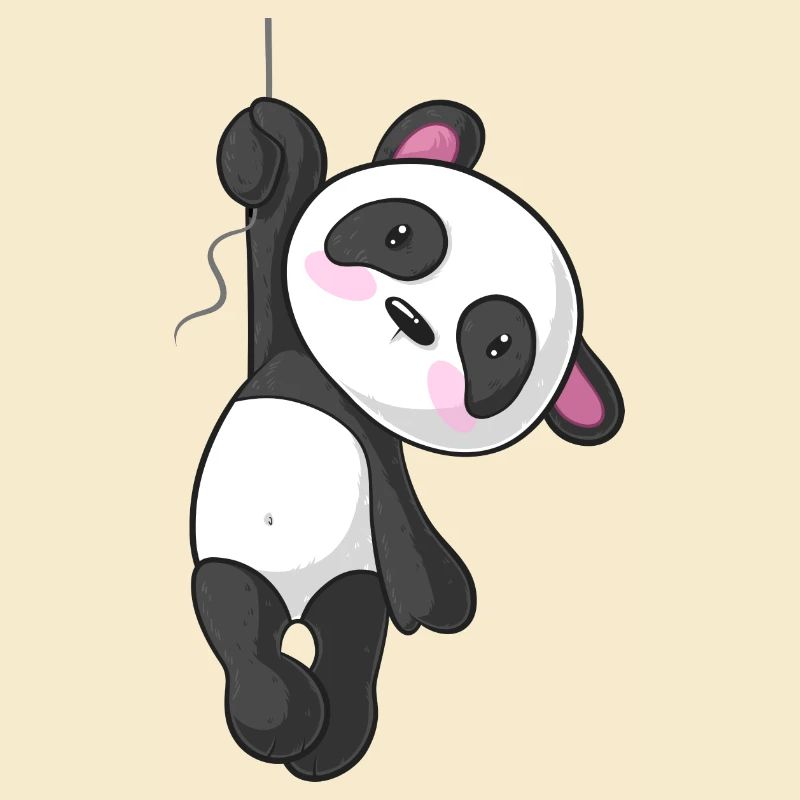 Hängender Comic Panda