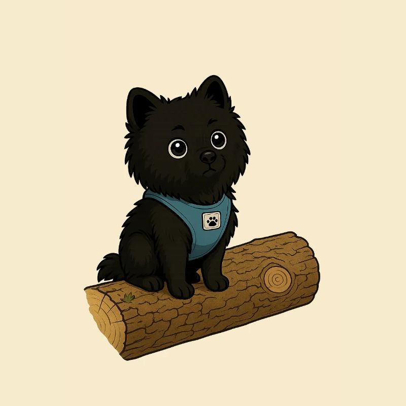 Chien mignon avec tronc d’arbre